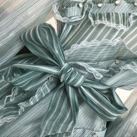 Runway Blue Stripe Asymmetrical Dress - Picture 10 of 13